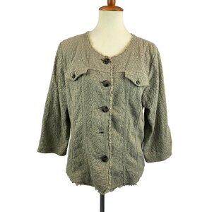 Nu Influence Jacket Eyelet Lace Olive Green Womens Size XL Cotton